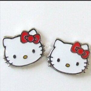 Hello Kitty Silver Stainless Steel Stud Earrings